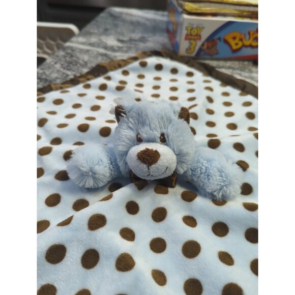 Mary Meyer Baby Bear Lovey Security Blanket Blue Polka Dot Plush 12" Stuffed - Picture 1 of 4